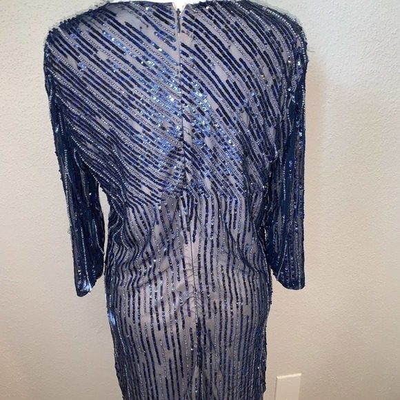 NWT Parker Petra Blue Beaded Mini Dress Size 4 - Picture 5 of 11